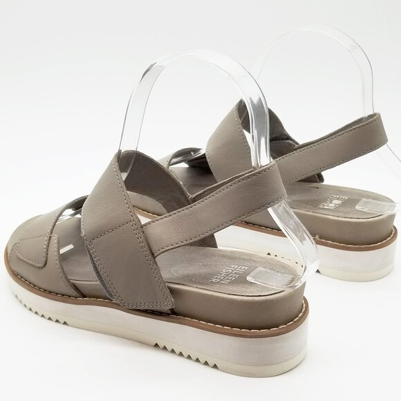 Eileen Fisher Kale Sandals 6.5 Velcro Strap Platform Moon Beige Taupe Gray $207 - Picture 8 of 16